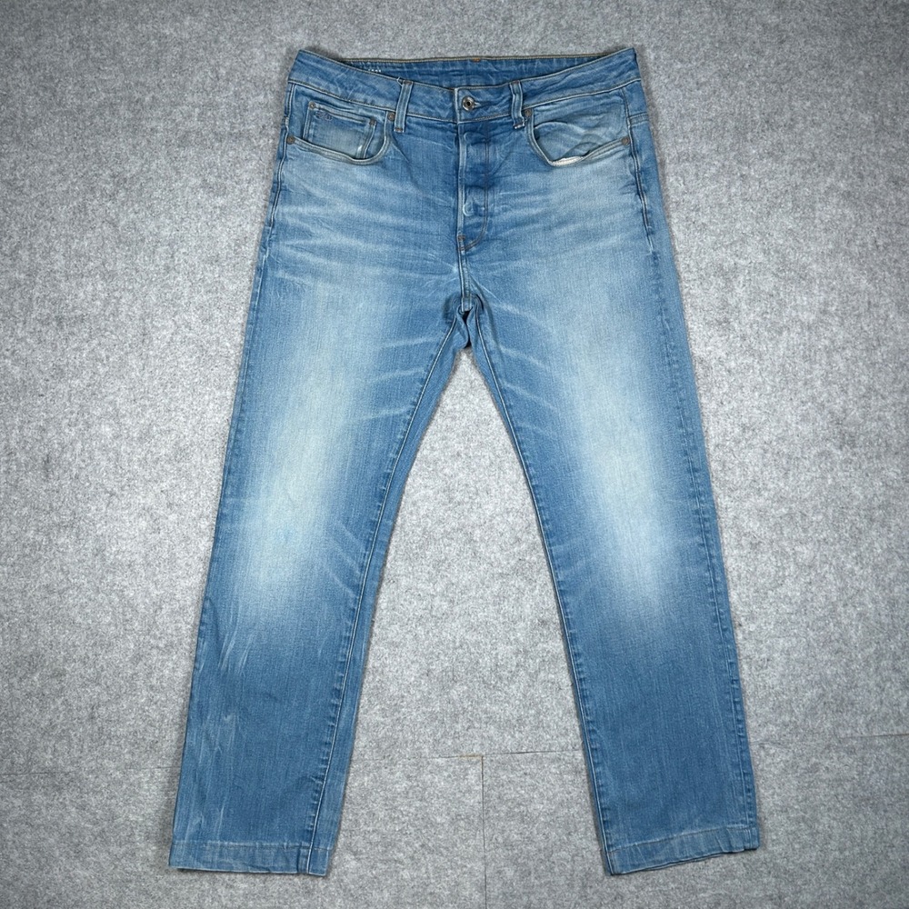 G-Star Raw Denim Jeans Men 32x34(32x28) Blue 3301 Straight Leg Casual streetwear
